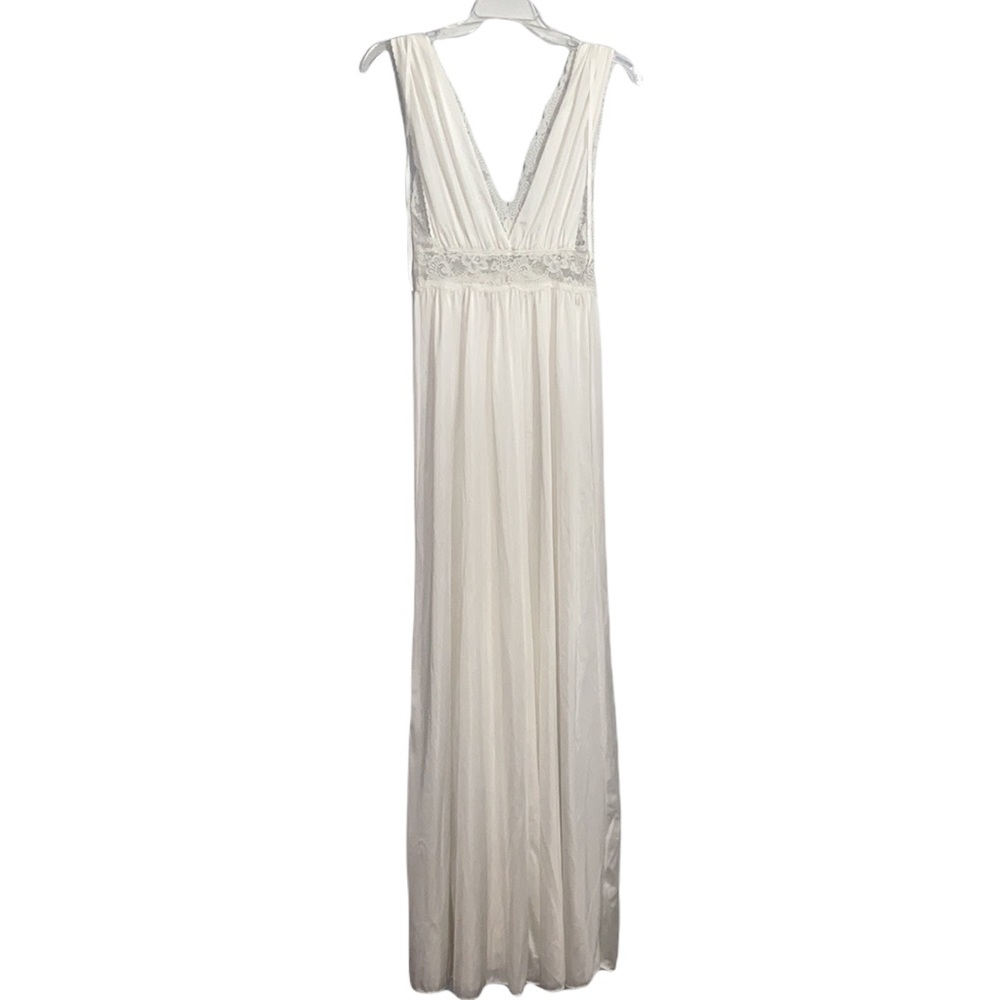 Vintage Olga Lace Front Waist Long Nightgown Bridal Lingerie Size Small - Picture 9 of 16